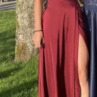 Bordeaux Prom Dress with Slit