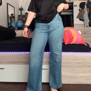 c&a blue high waisted flared jeans