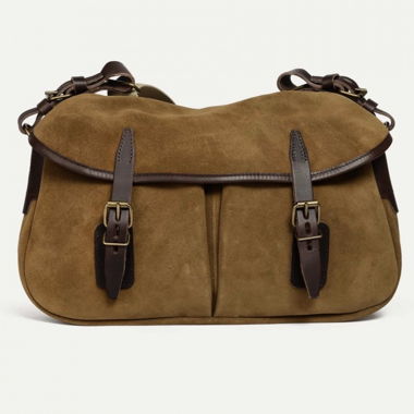 Borsa a tracolla in pelle scamosciata marrone