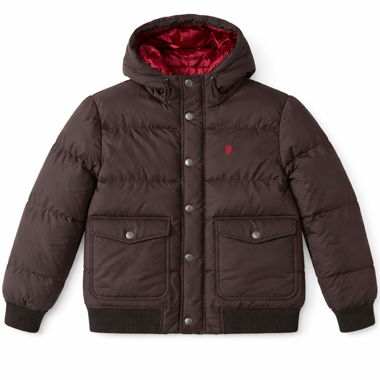 Doudoune marron à capuche