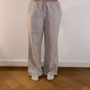 Pantalon en lin rayé