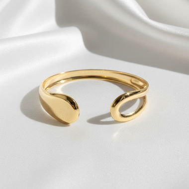 Bracelet manchette ouvert en or – design sculptural moderne