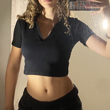 Crop Top décolleté en V noir