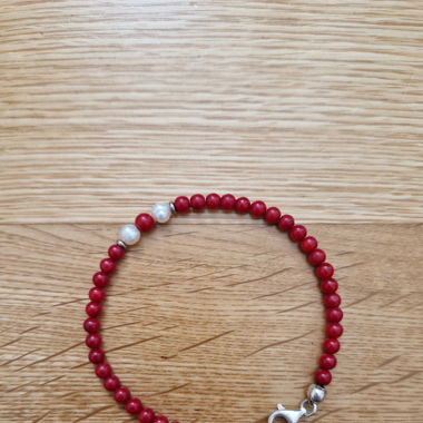 Armband Armkette rot echte Perlen