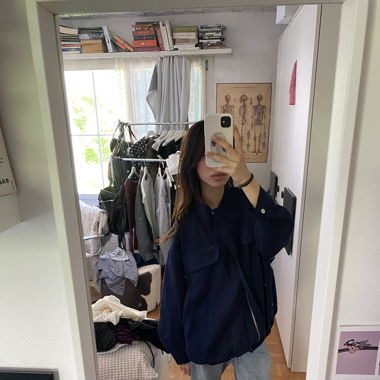 navy lightweight linen-blend bomber jacket