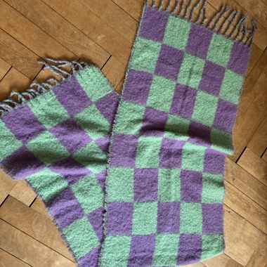 Écharpe à carreaux lilas-vert menthe