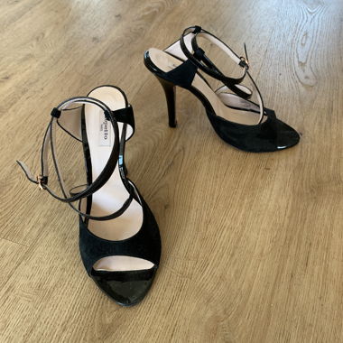 Repetto-Sandaletten mit Absatz aus Leder und Wildleder