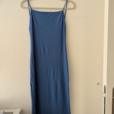 Robe maxi moulante bleue Reformation "Laney"