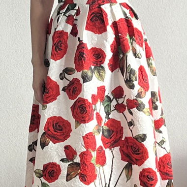 Elegant Dress with Red Flowers