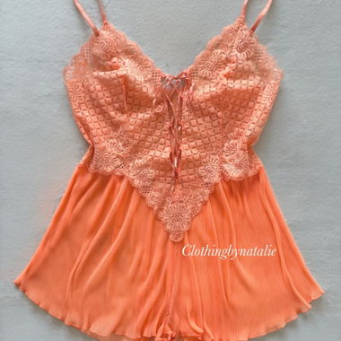 Teddy in pizzo trasparente arancione taglia S/M