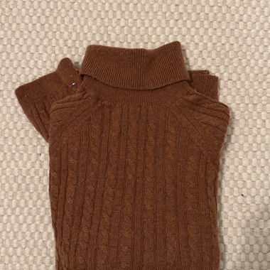 Tommy Hilfiger Brown Wool Cable Knit Roll Neck - M
