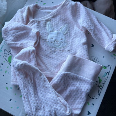 Pink Baby Set with Rabbit Motif