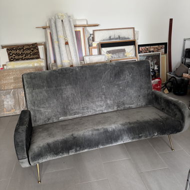 Canapé Vintage Italien velours gris années 50