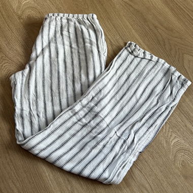 pantaloni in lino a righe