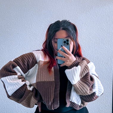 Cardigan marron fait main (crochet)