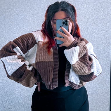 Cardigan marron fait main (crochet)