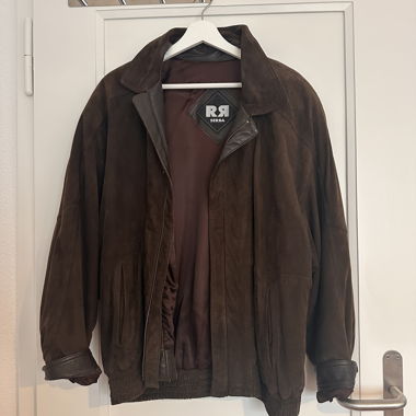 Giacca in pelle scamosciata – marrone (stile bomber)