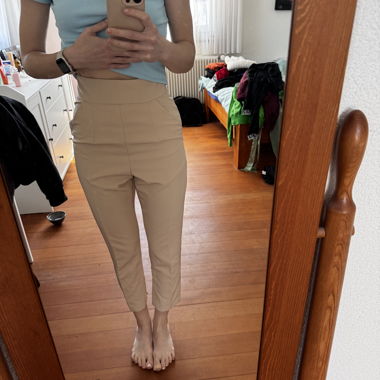 Beige High-Waist Pants
