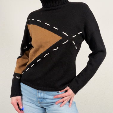 Maglione dolcevita nero vintage Y2K