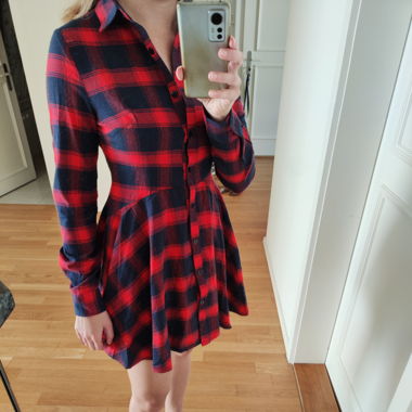 Tailliertes Blusenkleid kariert