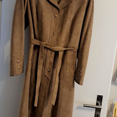 Long brown suede coat