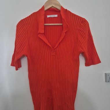 Polo en maille côtelée orange Promod