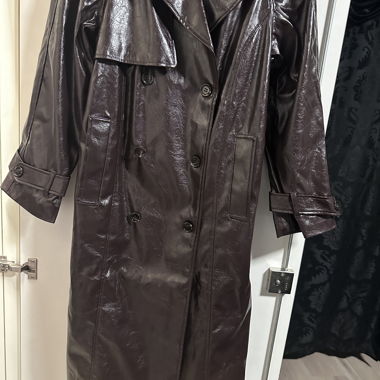 Manteau en cuir brun