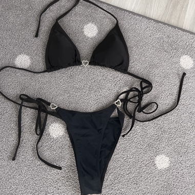 Set di bikini nero con strass