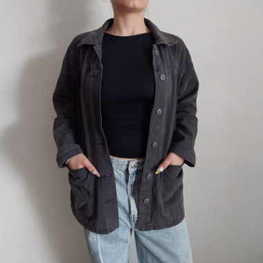 Giacca oversize in finta denim nera Pull&Bear // XS