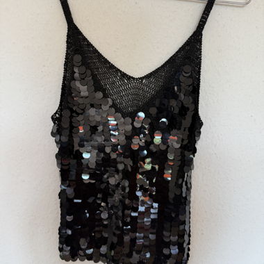 Black sequin camisole top