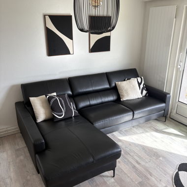 Black Leather Corner Sofa