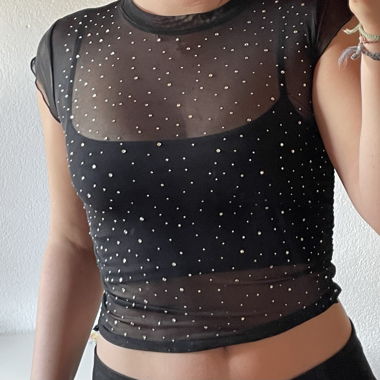 sparkly see through top