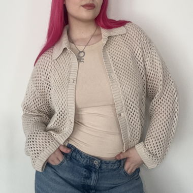 Beige crochet jacket oversized fit