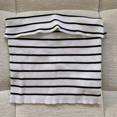 Top bandeau a righe bianco-nero