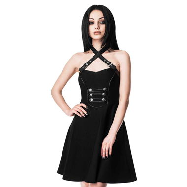 Killstar gothic military style black dress 