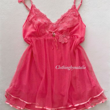 Babydoll in mesh rosa hot, taglia M