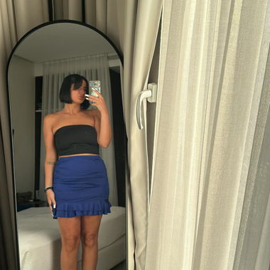 Blue Ruffle Mini Skirt