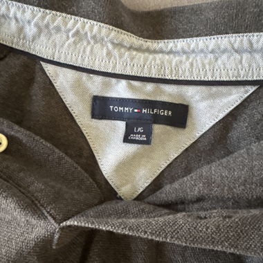 grey polo shirt