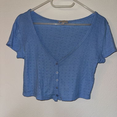 Blaue Cropped-Cardigan 