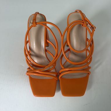 Orange Blockabsatz-Sandalen