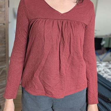 Burgundy long-sleeve blouse