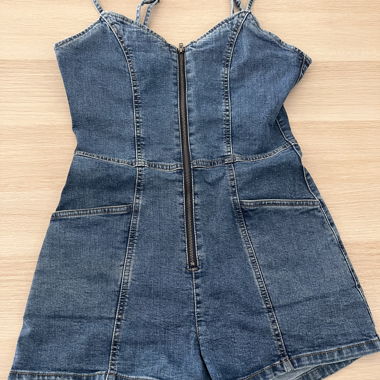 Denim short overalls