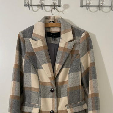 VERO MODA Damen Mantel kariert hellgrau/beige