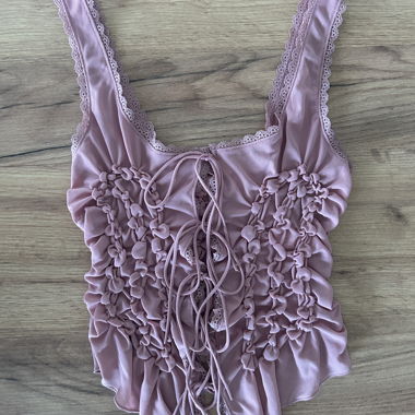 Haut rose à lacets de Zara
