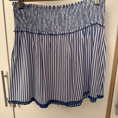 Summer blue and white striped skirt
