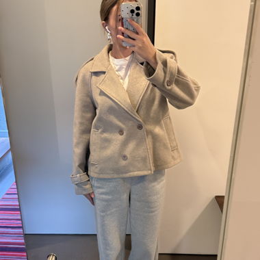 Manteau court en laine gris