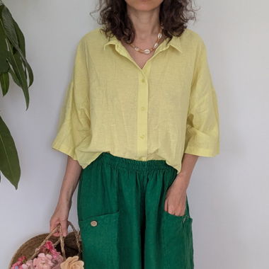 Primark gelbes Leinenhemd L,XL 