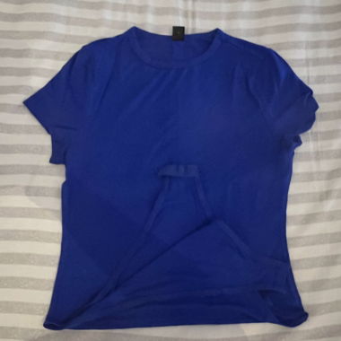 Blue T-shirt bodysuit with thong