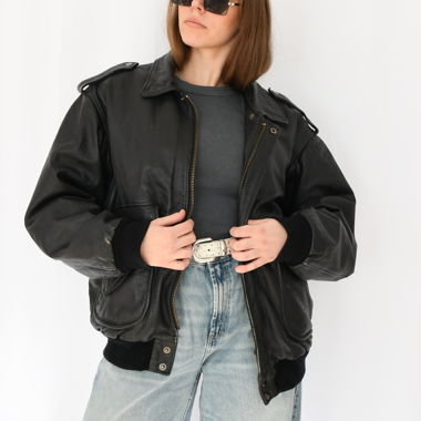 Giacca biker vintage in vera pelle