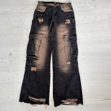Jeans/Pantaloni cargo scuri distressed Jaded London